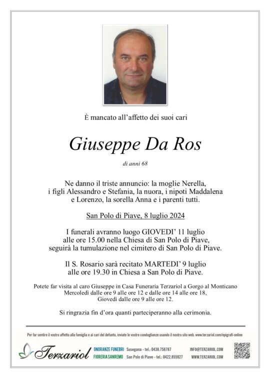 Epigrafe Da Ros Giuseppe